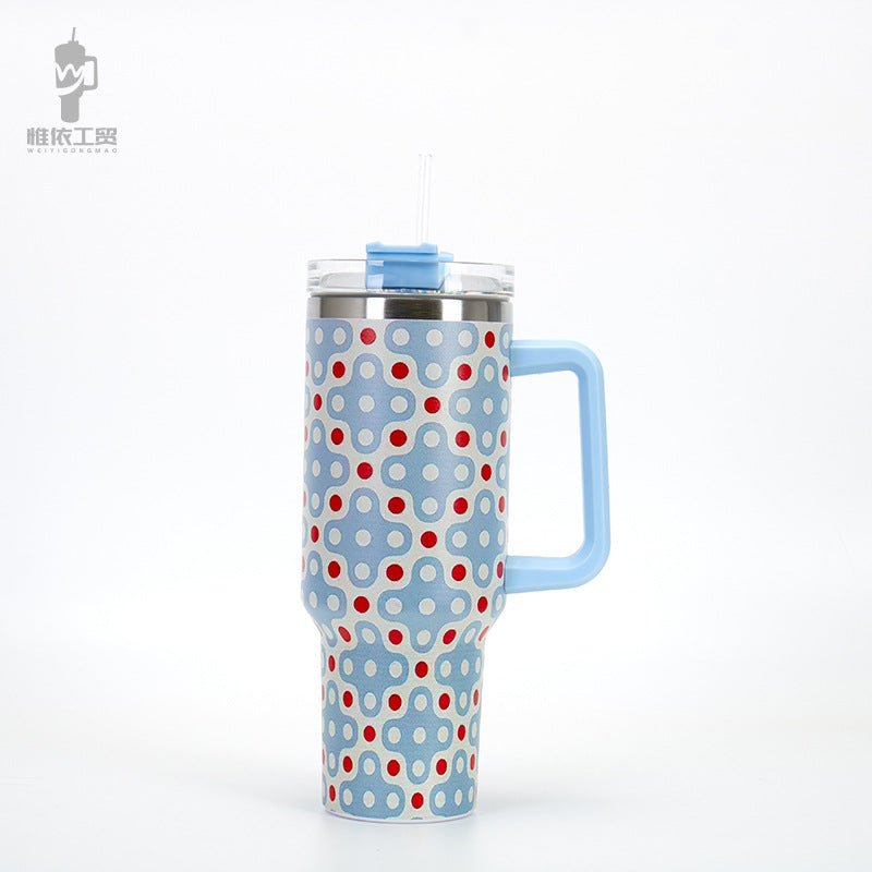 Wholesale 40oz Stainless Steel Western Style Aztec Leopard Print Car Straw Cup Ice Bullies Cup